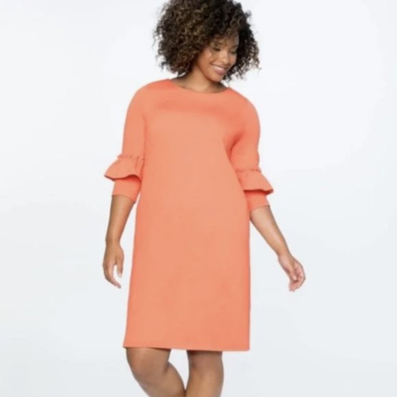 Eloquii Womens Shift Shirt Dress Half Ruffle Sleeve Solid Black Size 14 XL - Picture 8 of 8